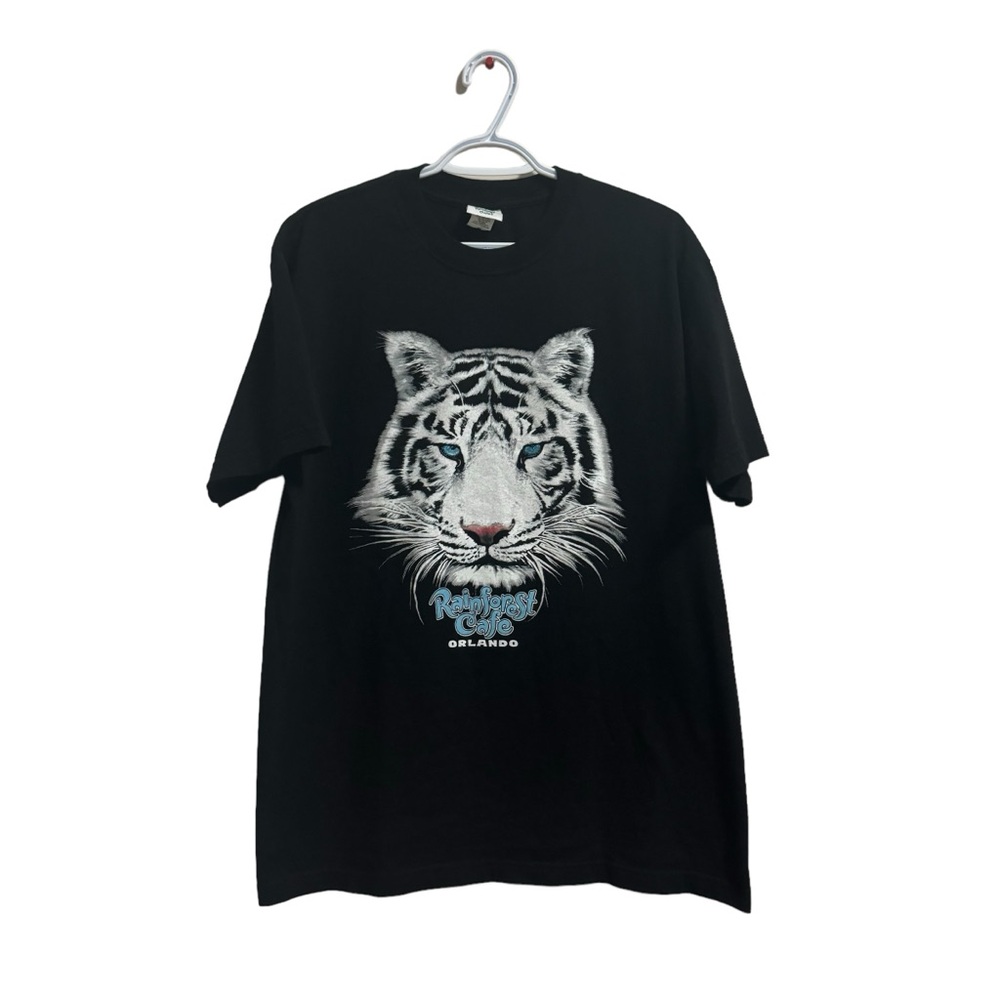Vintage Rainforest Cafe Orlando Bengal Tiger Glitter Big Print Graphic T-Shirt